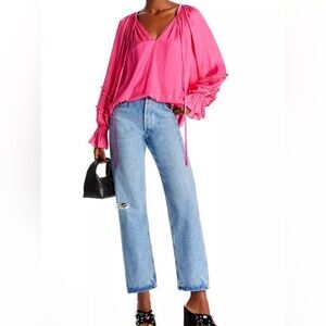 Ramy Brook New York Pink Tie-Neck Blouse | XS | NWT